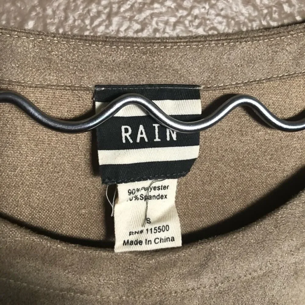 Rain Tan Suede-Like Front Knot Long Sleeve